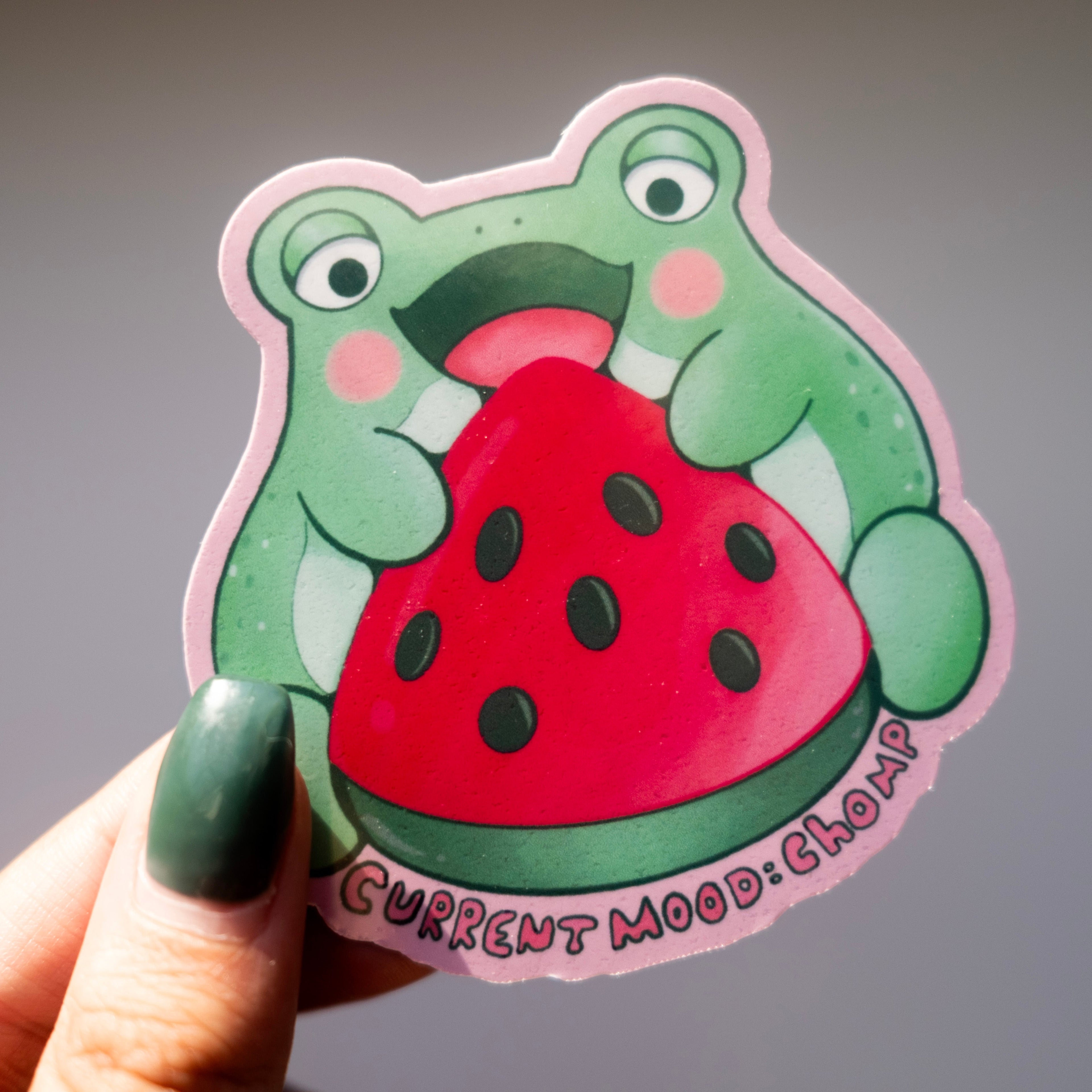 Chomping Frog Sticker | Waterproof Vinyl Sticker