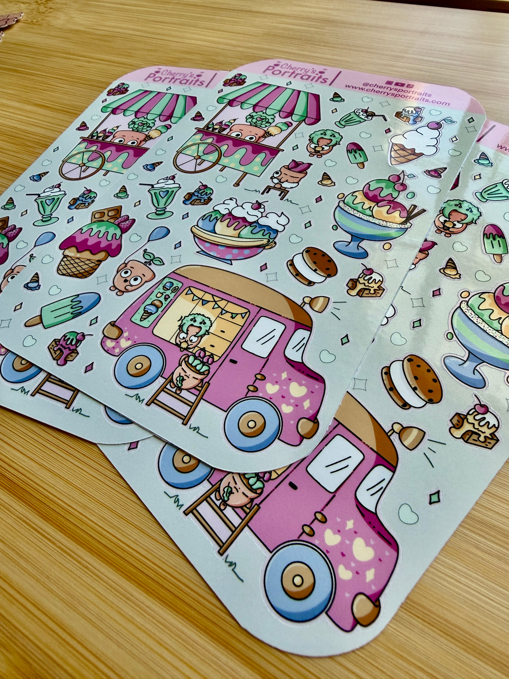 Ice Cream Sticker Sheet | Waterproof Vinyl Stickers