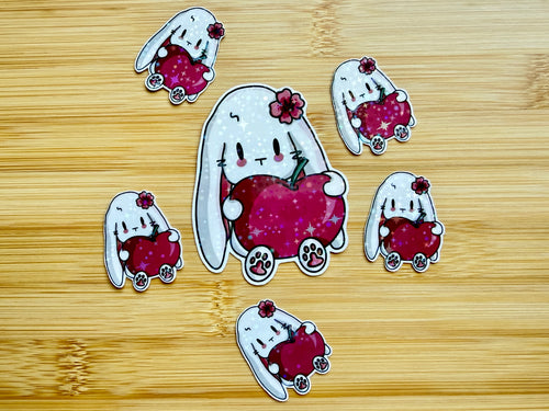 Apple Bunny Sticker | Waterproof Vinyl Sticker