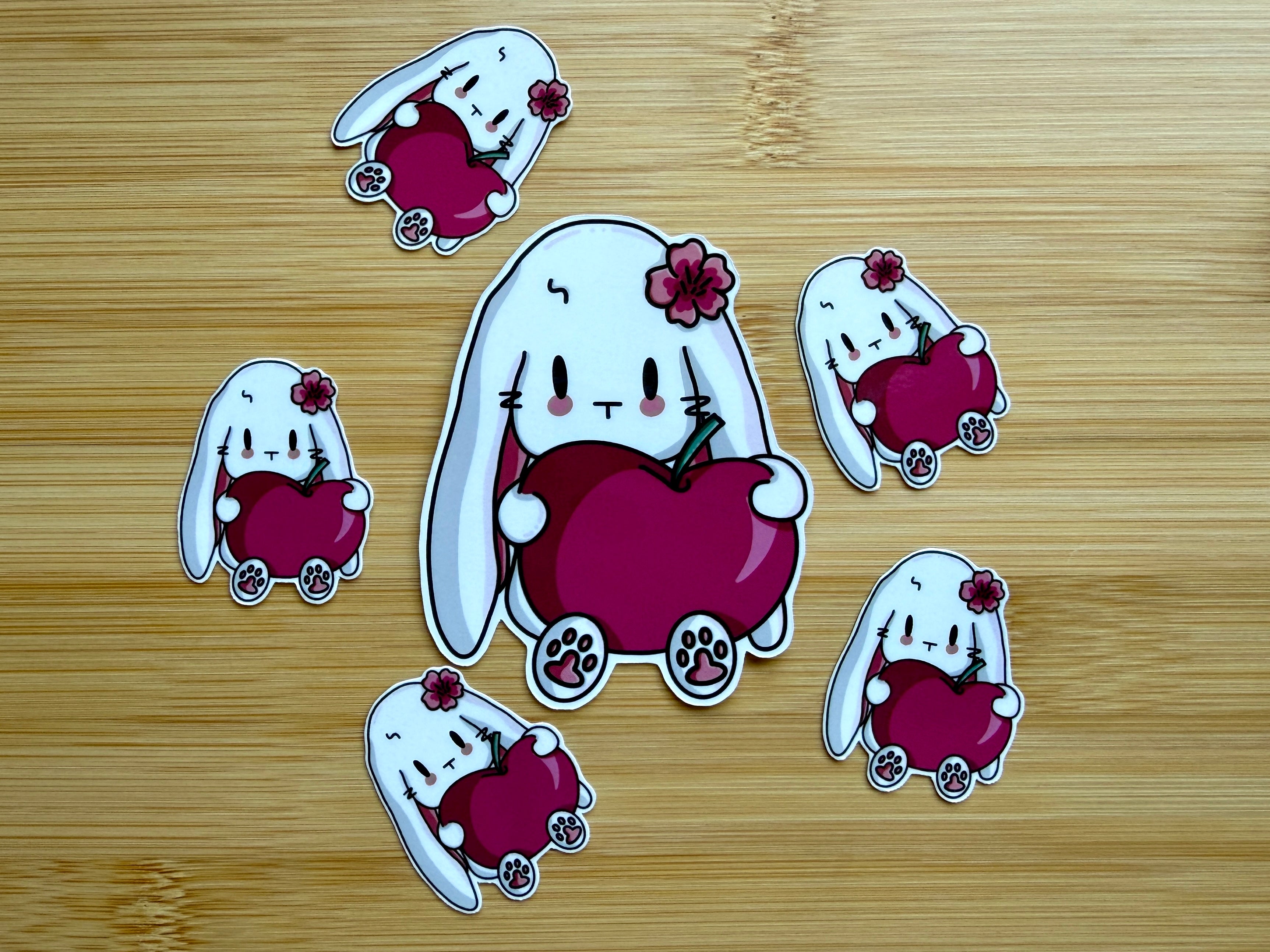 Apple Bunny Sticker | Waterproof Vinyl Sticker