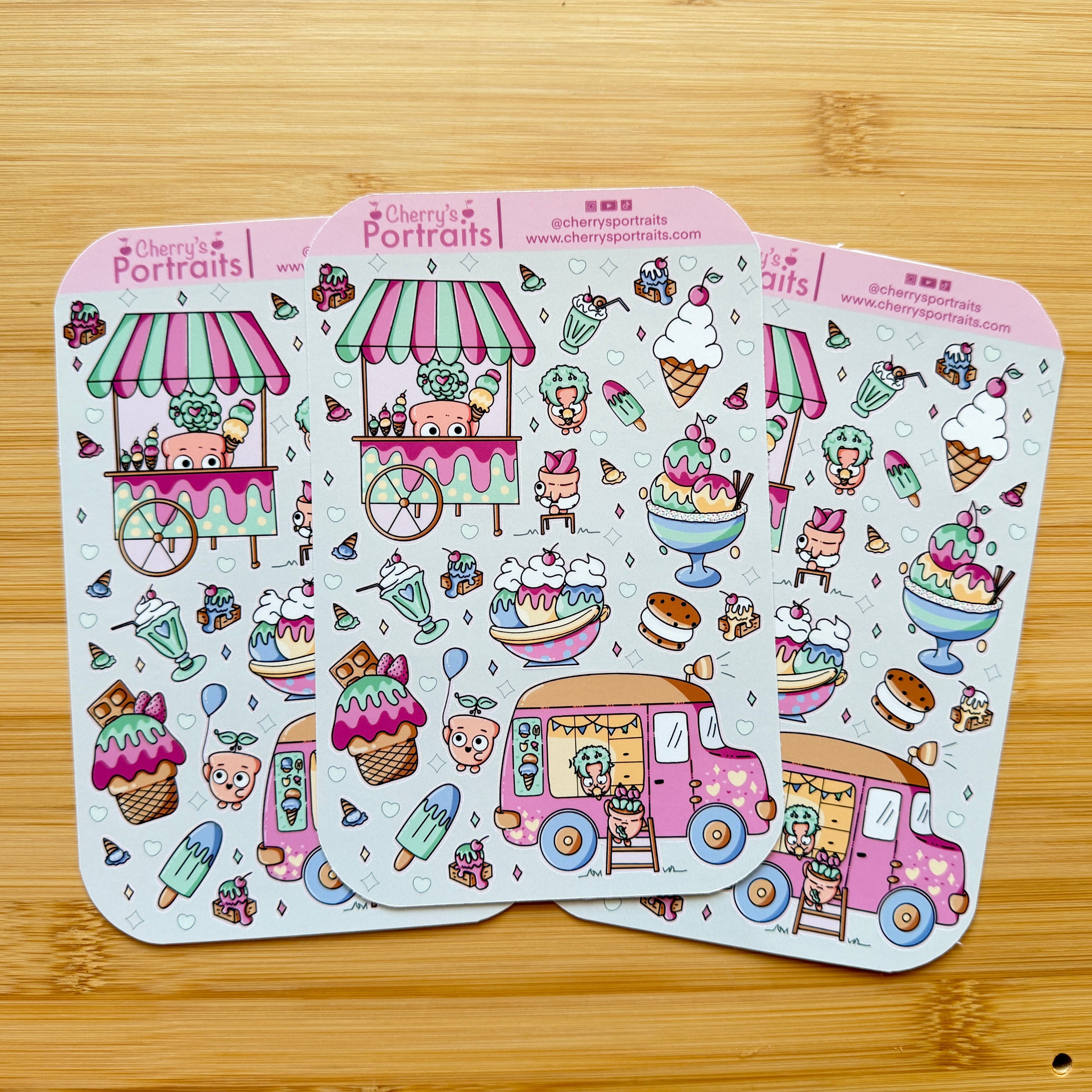 Ice Cream Sticker Sheet | Waterproof Vinyl Stickers