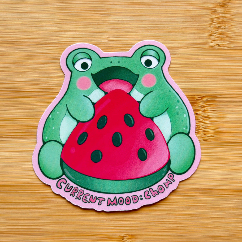Chomping Frog Sticker | Waterproof Vinyl Sticker