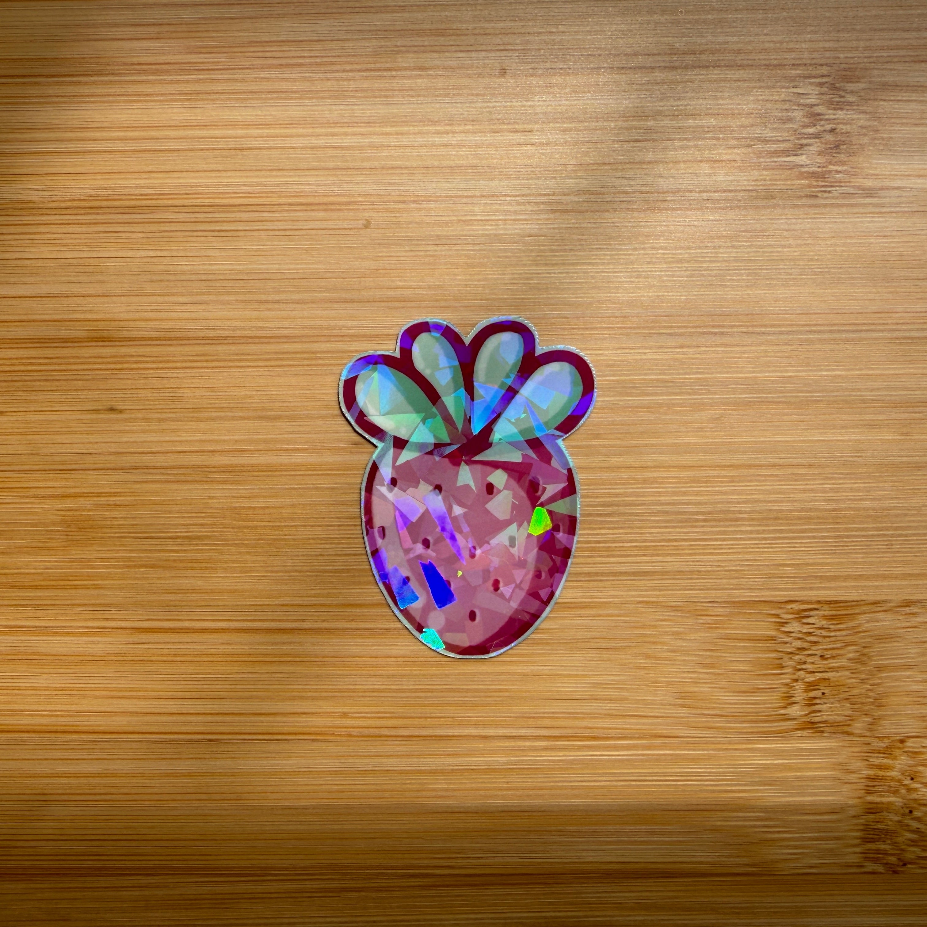 Holographic Strawberry Sticker | Waterproof Sticker