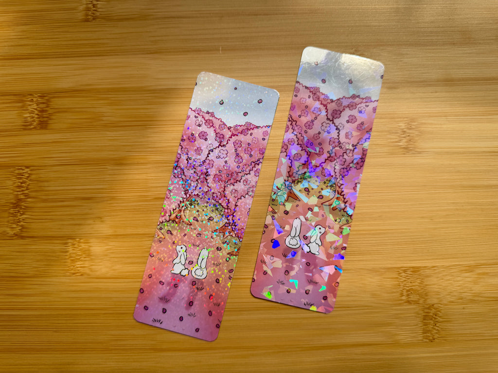 Holographic Sakura Bunny Bookmark