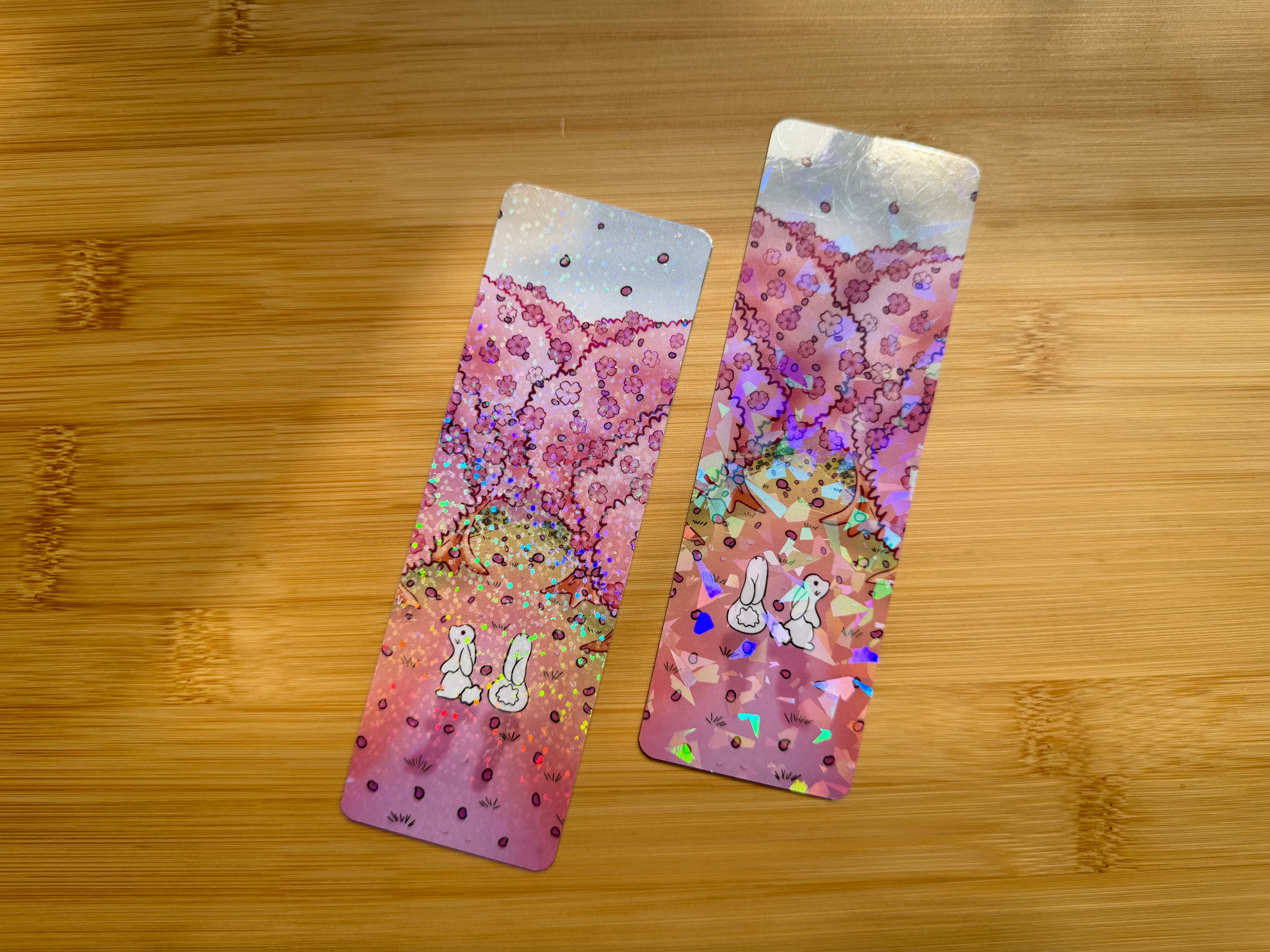 Holographic Sakura Bunny Bookmark