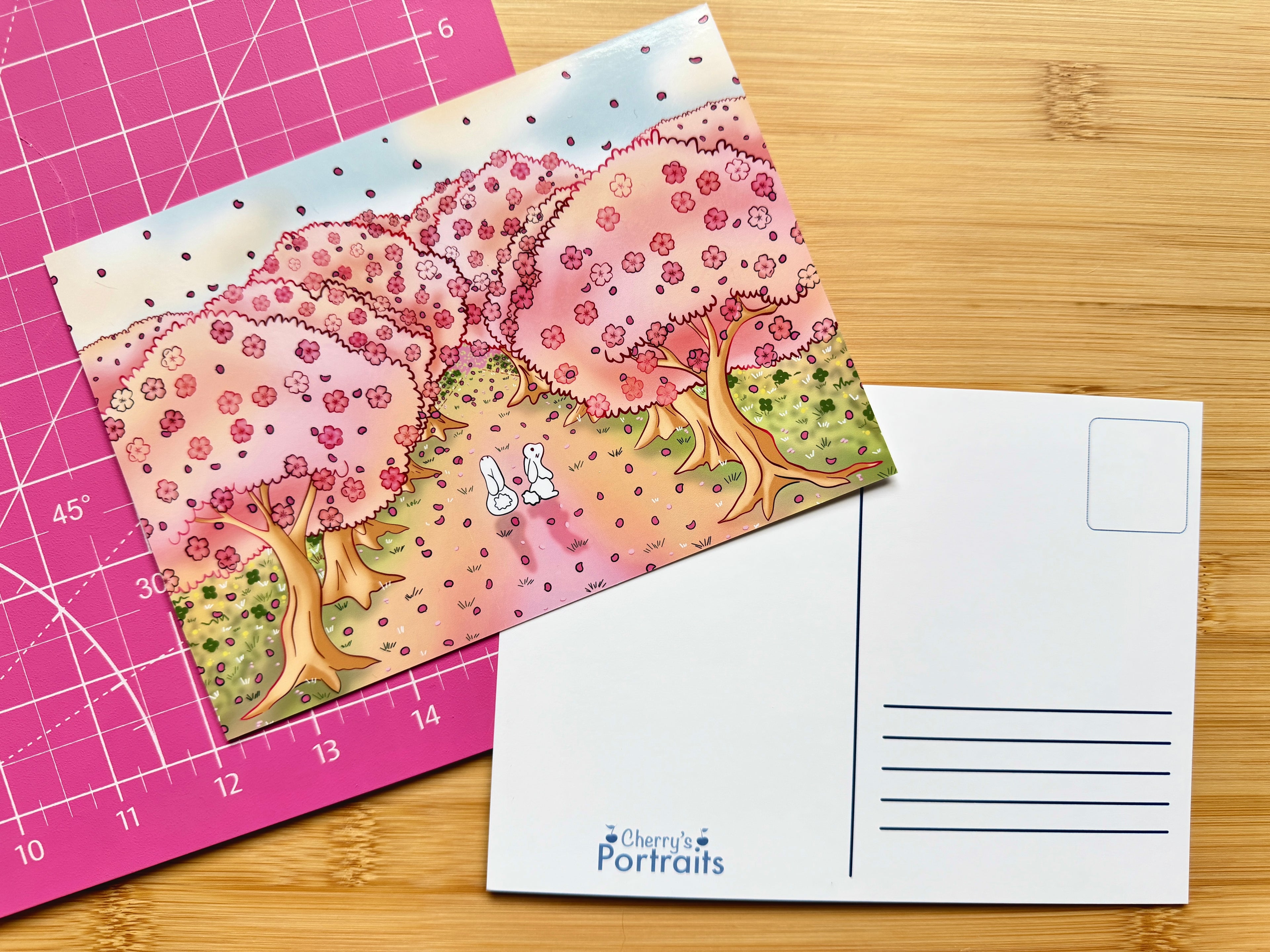 Sakura Tree Bunny Postcard