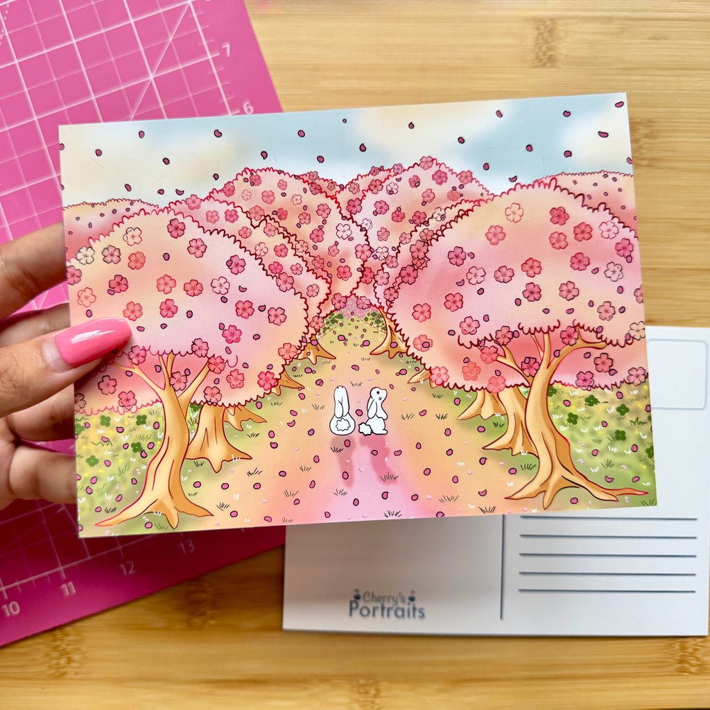Sakura Tree Bunny Postcard