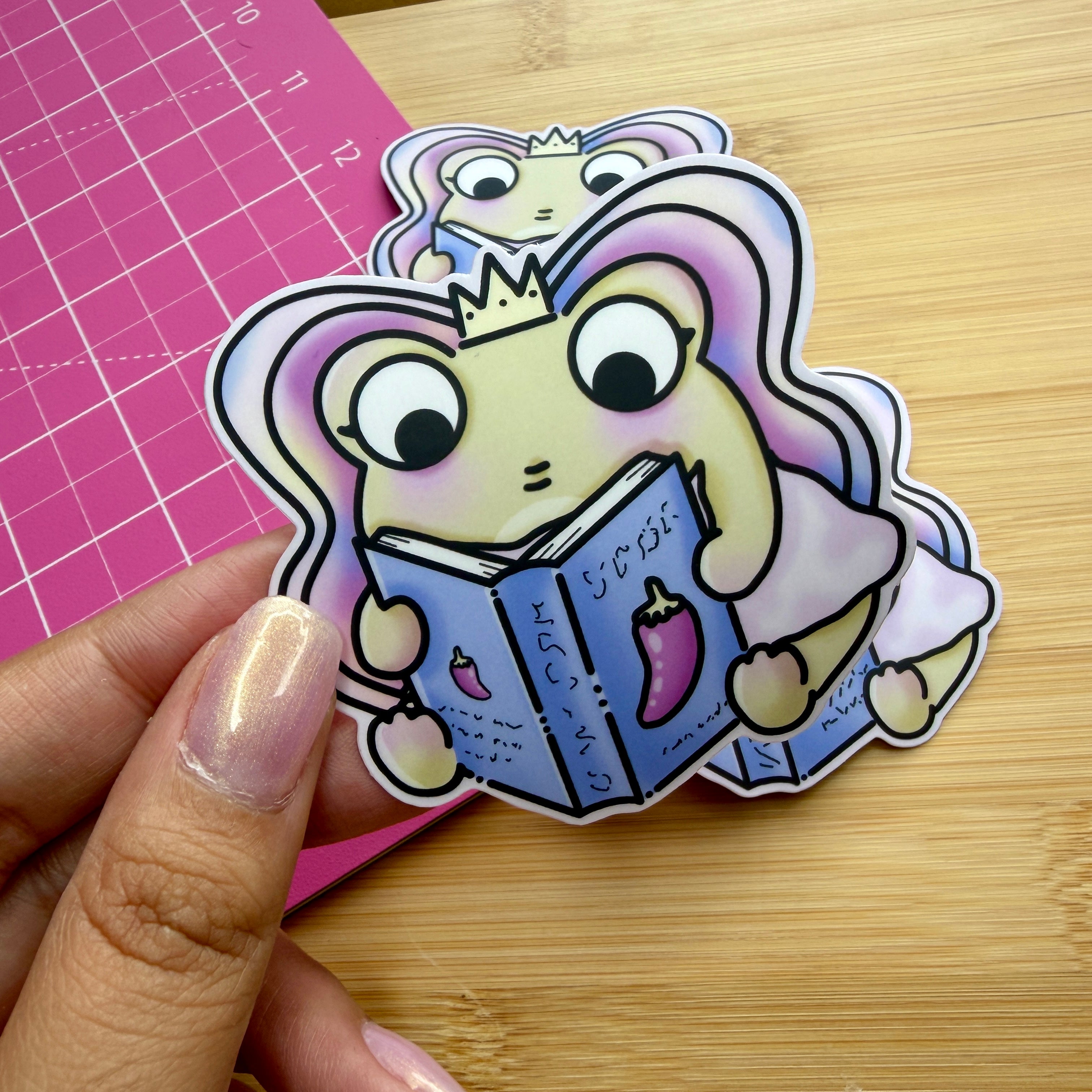 Reading Fairy Frog | Waterproof Matte Sticker