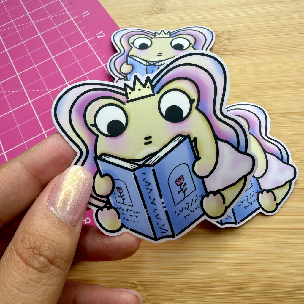 Reading Fairy Frog | Waterproof Matte Sticker