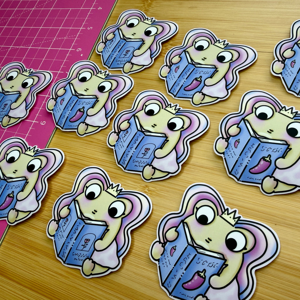 Reading Fairy Frog | Waterproof Matte Sticker