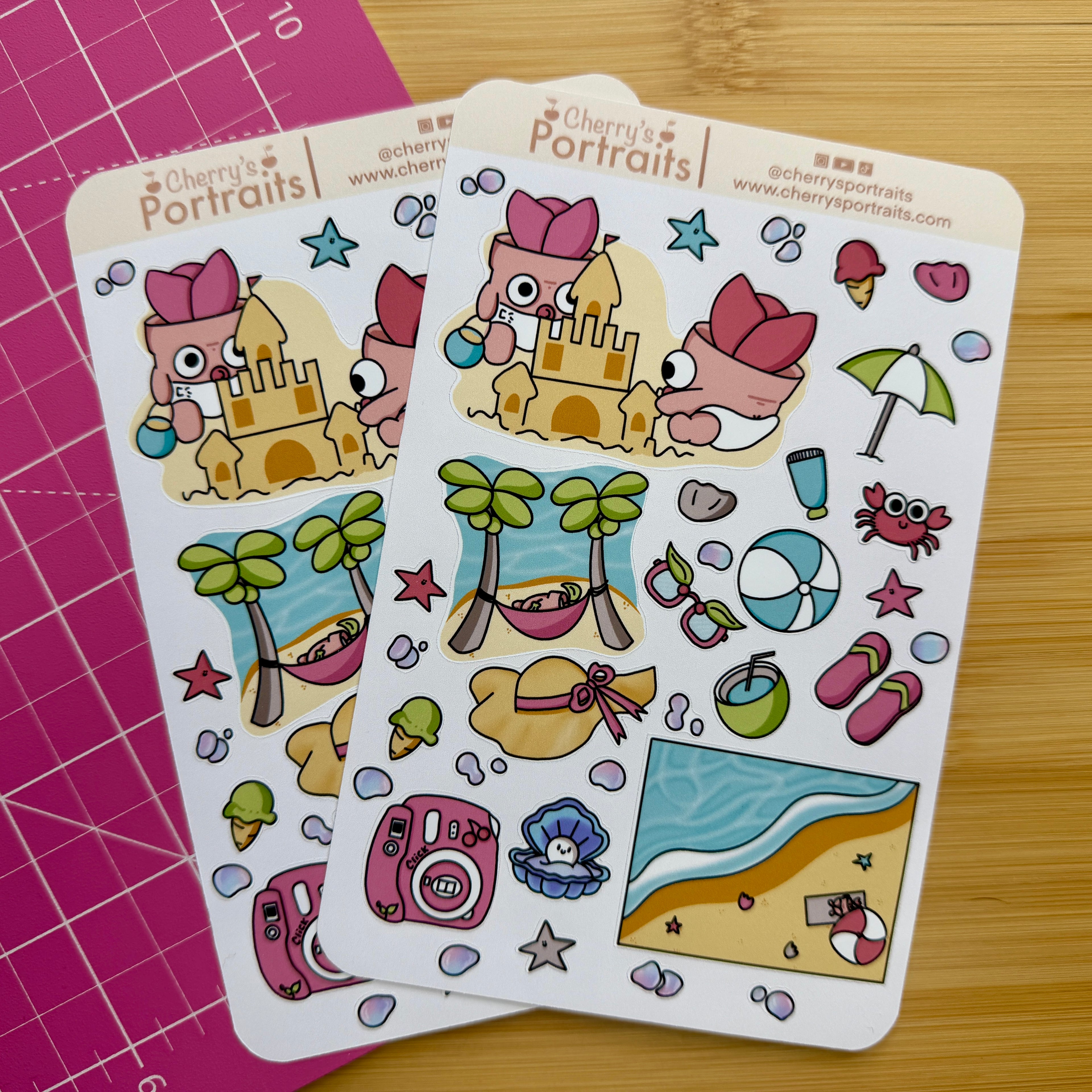 Day At The Beach Sticker Sheet | Waterproof Matte Stickers