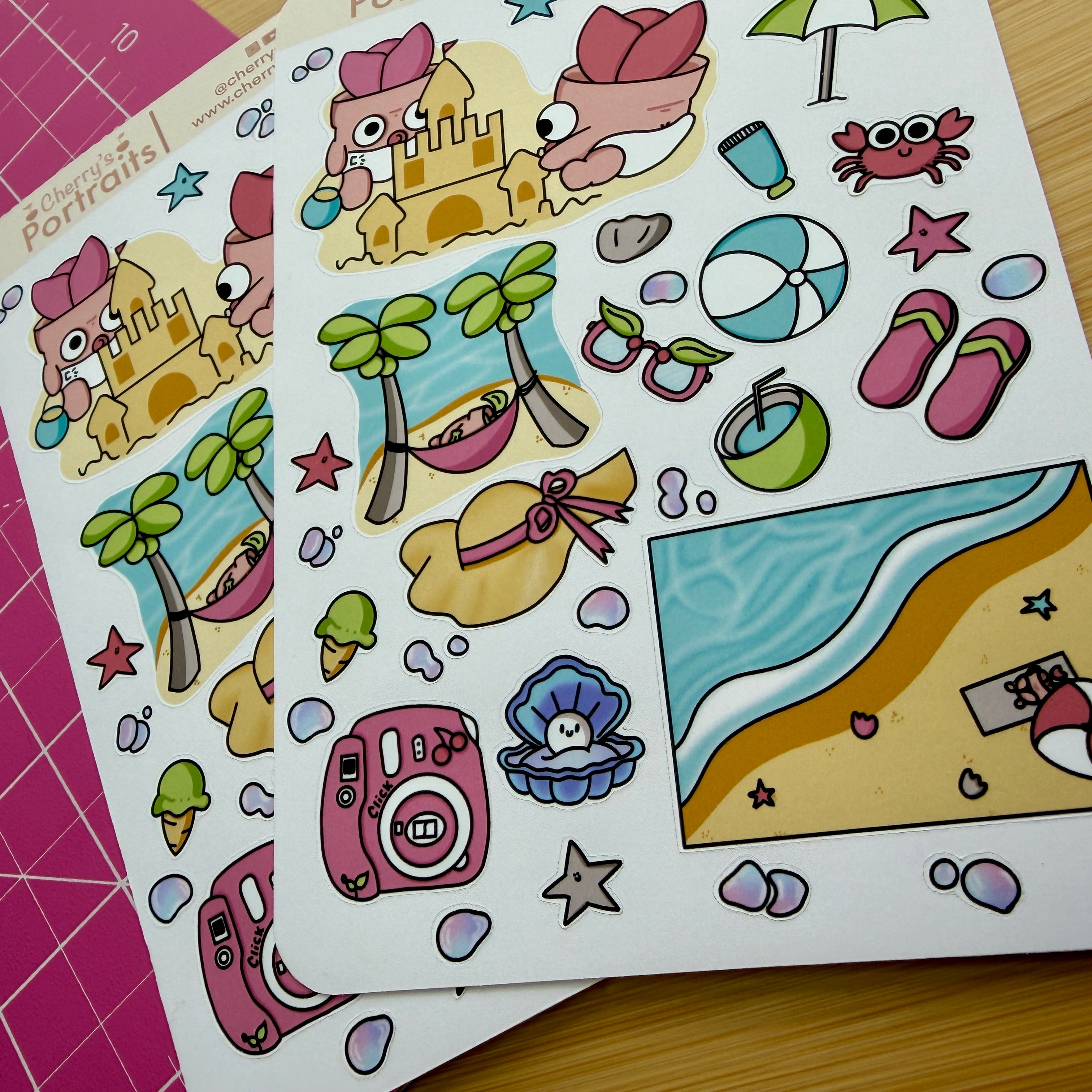 Day At The Beach Sticker Sheet | Waterproof Matte Stickers