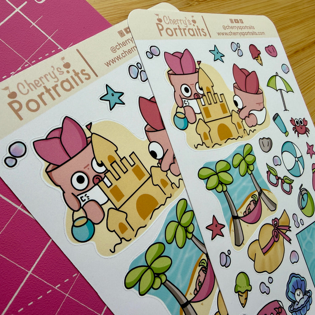 Day At The Beach Sticker Sheet | Waterproof Matte Stickers