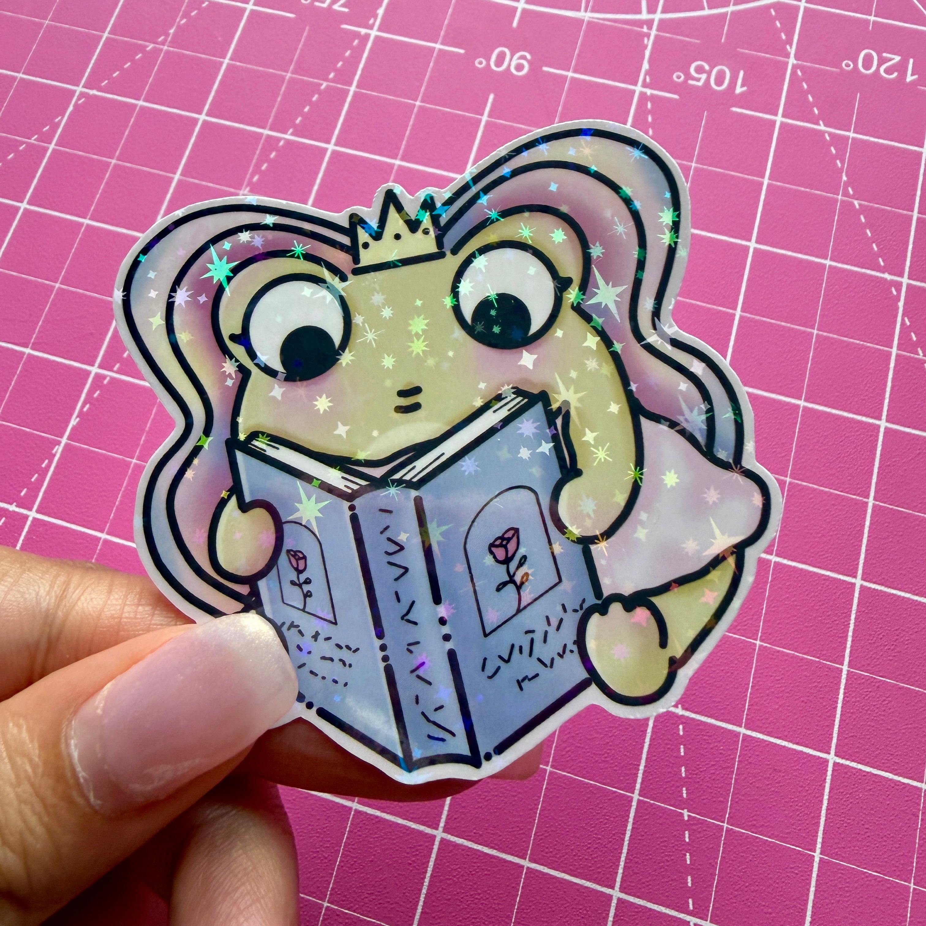 Reading Fairy Frog | Waterproof Matte Sticker