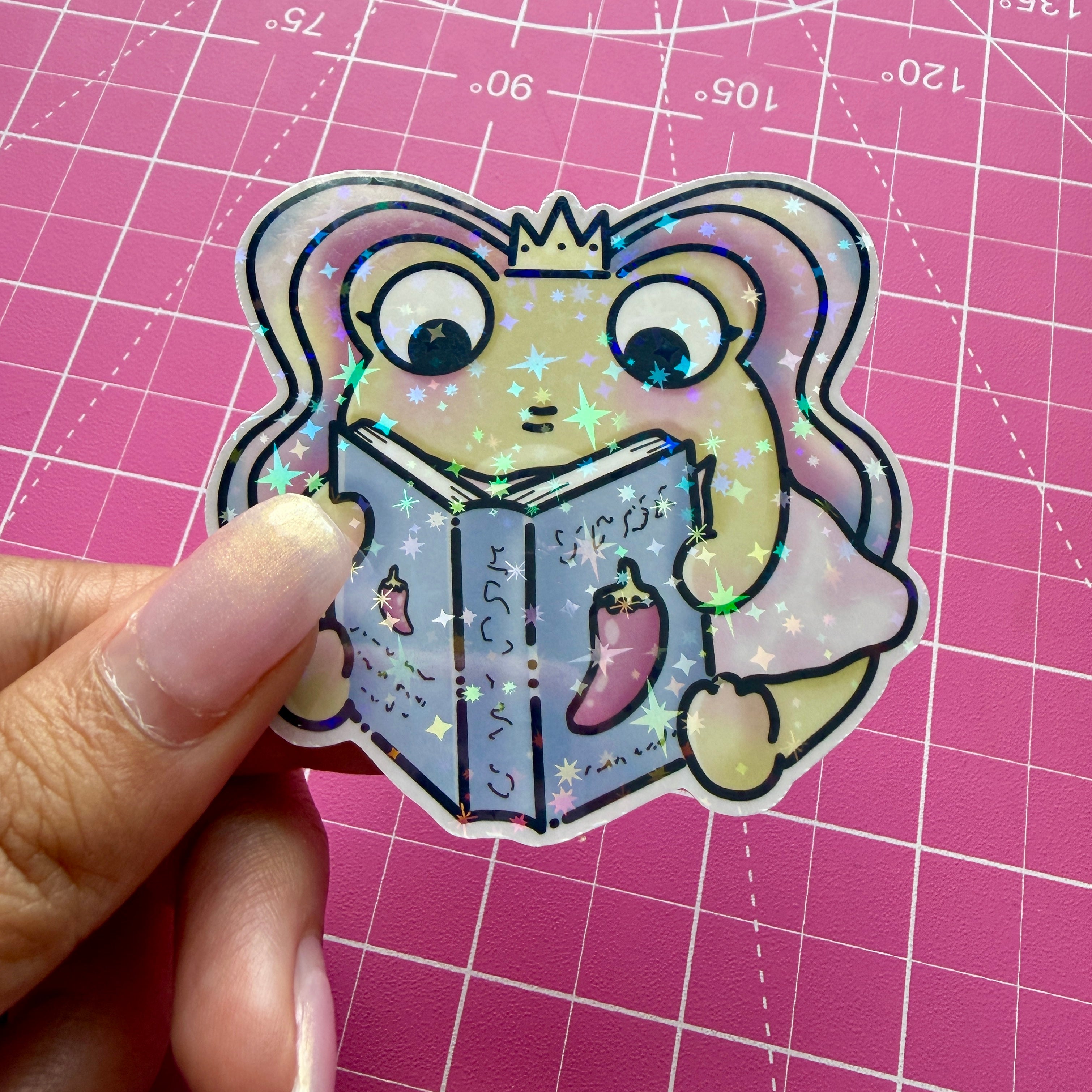 Reading Fairy Frog | Waterproof Matte Sticker