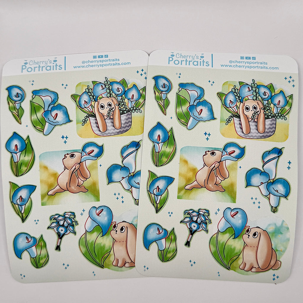 Calla Lily Bunny | Waterproof Matte Sticker Sheet
