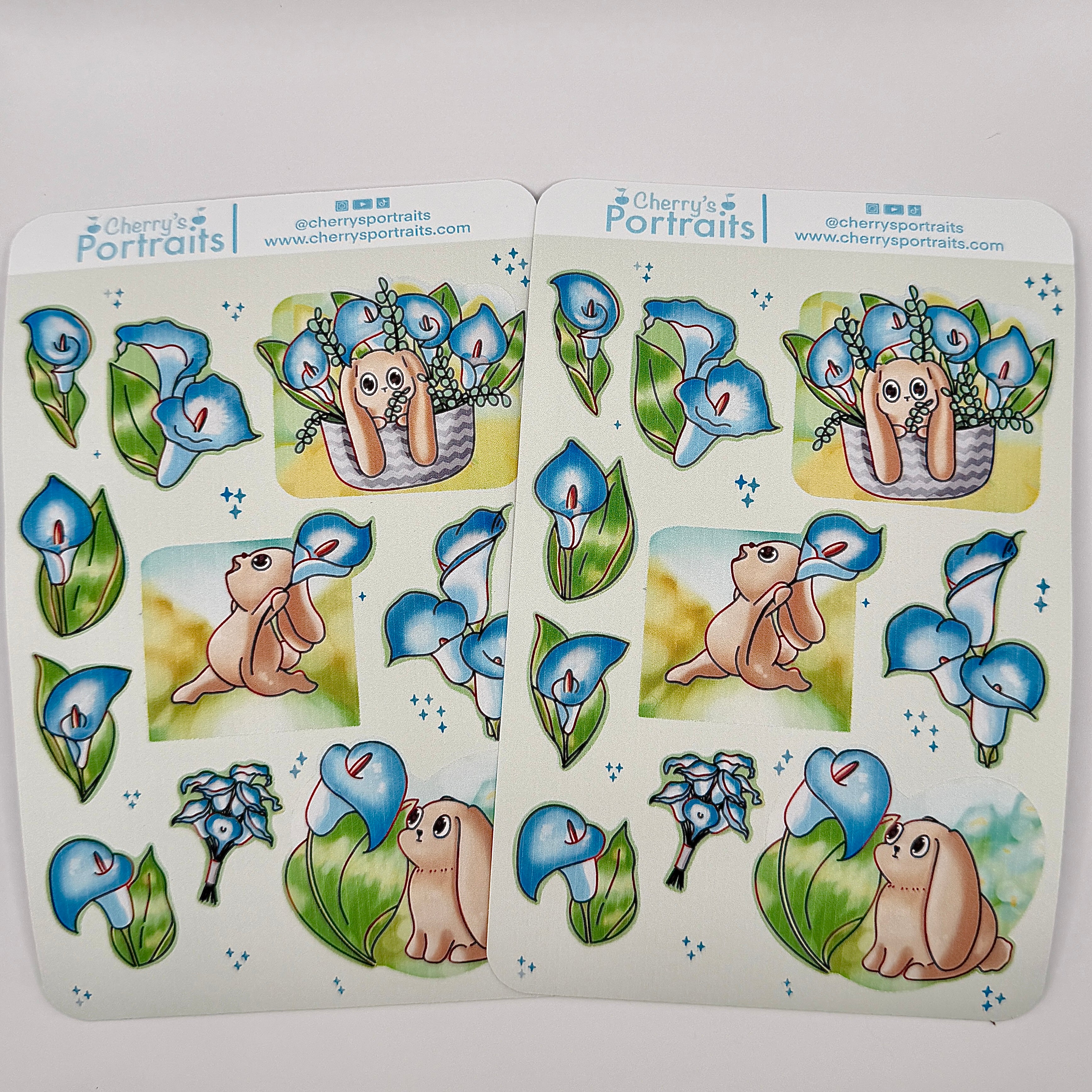 Calla Lily Bunny | Waterproof Matte Sticker Sheet