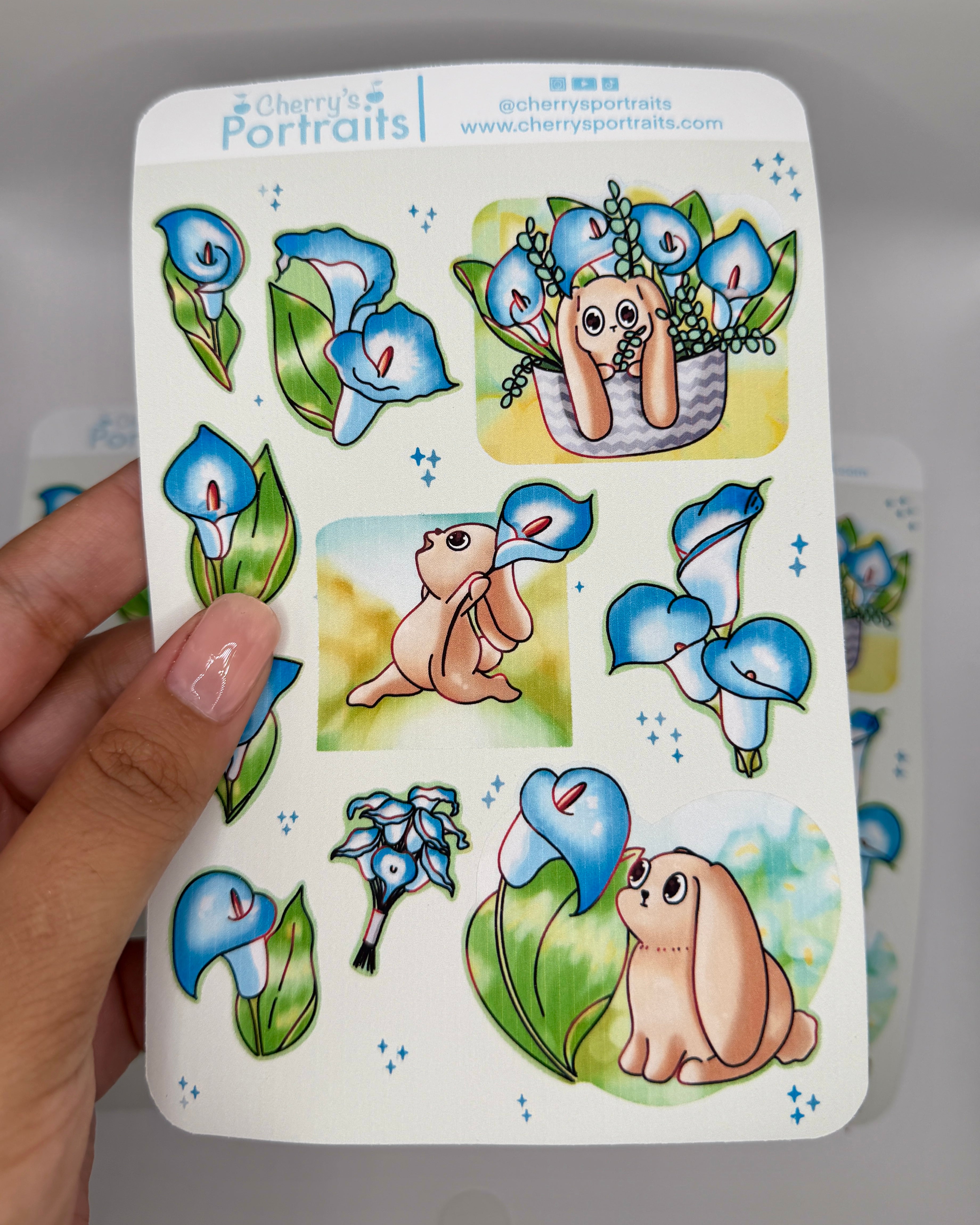 Calla Lily Bunny | Waterproof Matte Sticker Sheet