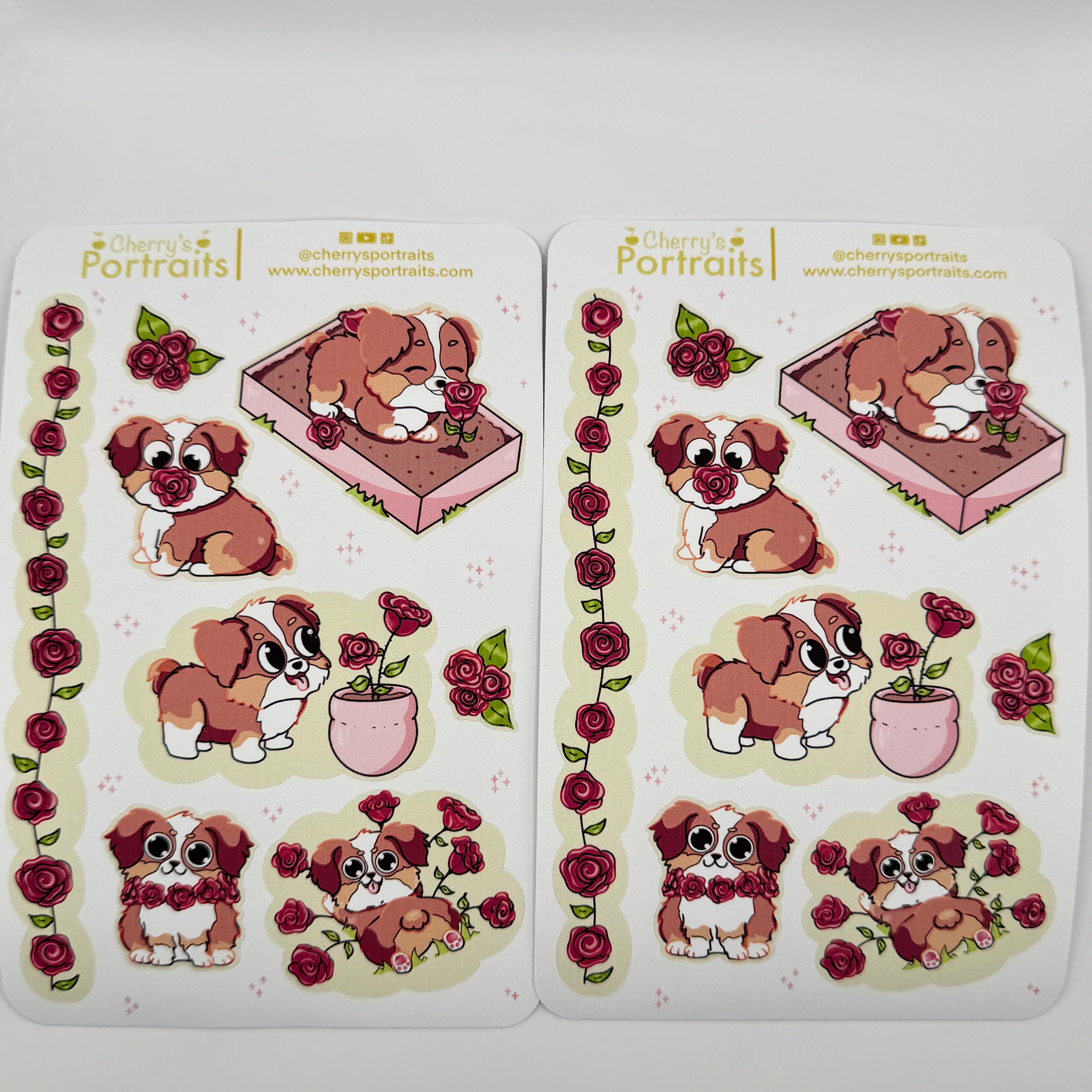 Puppy's Rose | Waterproof Matte Sticker Sheet