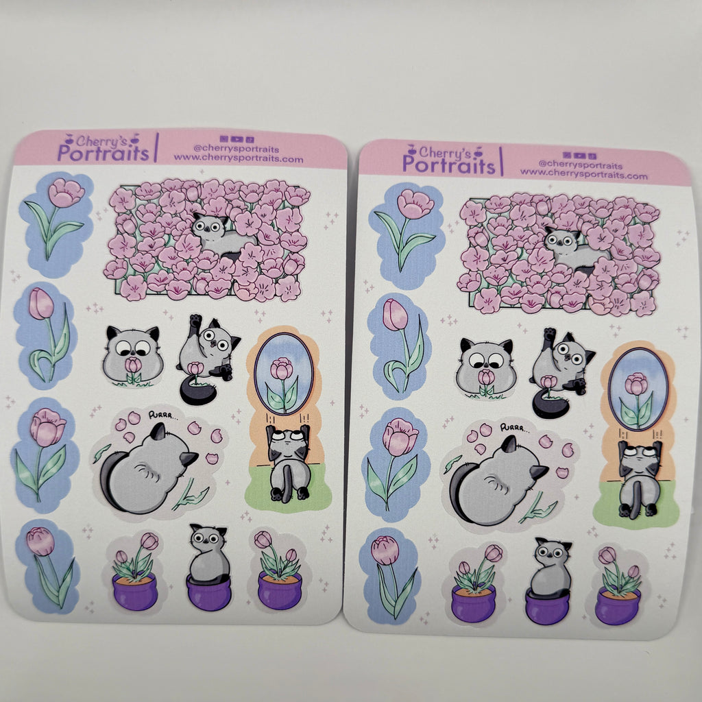 Tulip Kitty | Waterproof Matte Sticker Sheet