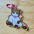 Cute Cat Keychain, Artist Designed Acrylic & Epoxy Bag Charm, Glossy Kitty Keyring, Aesthetic Pet Lover Gift for Backpack or Purse