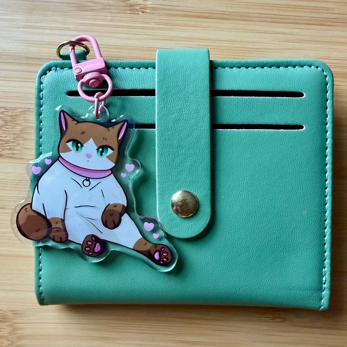 Cute Cat Keychain, Artist Designed Acrylic & Epoxy Bag Charm, Glossy Kitty Keyring, Aesthetic Pet Lover Gift for Backpack or Purse
