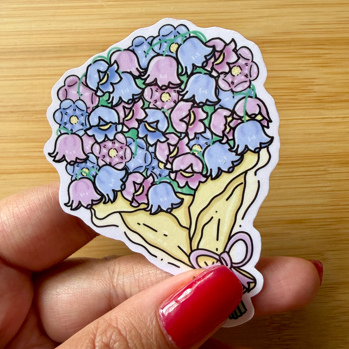 Pastel Lily of the Valley Floral Bouquet Vinyl Sticker — Waterproof Flower Decal