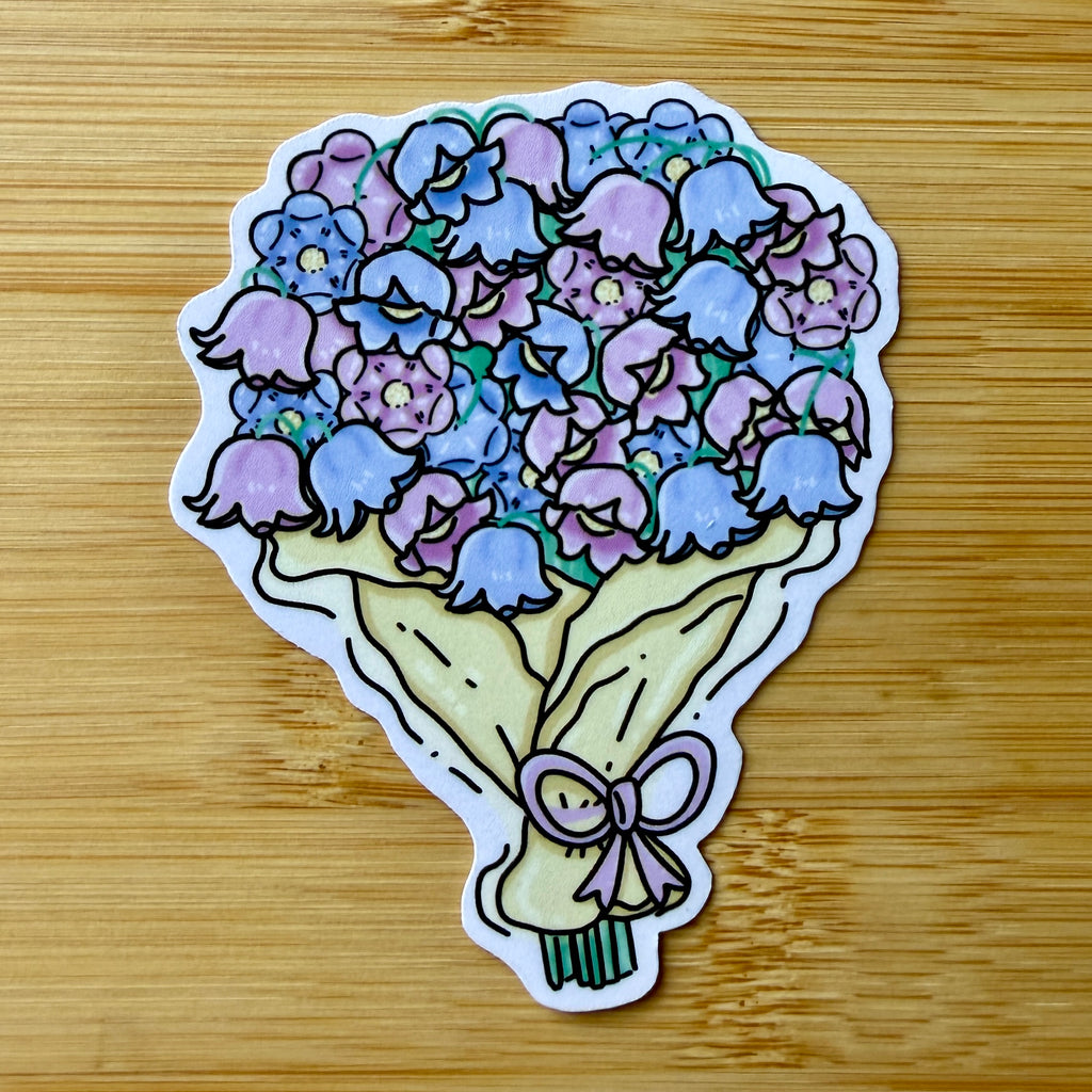 Pastel Lily of the Valley Floral Bouquet Vinyl Sticker — Waterproof Flower Decal