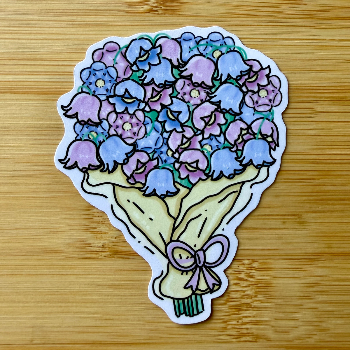 Pastel Lily of the Valley Floral Bouquet Vinyl Sticker — Waterproof Flower Decal