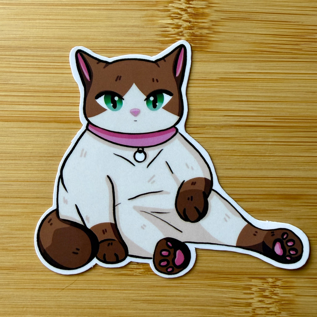 Cute Sitting Cat Vinyl Sticker for Laptop & Water Bottle