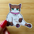 Cute Sitting Cat Vinyl Sticker for Laptop & Water Bottle