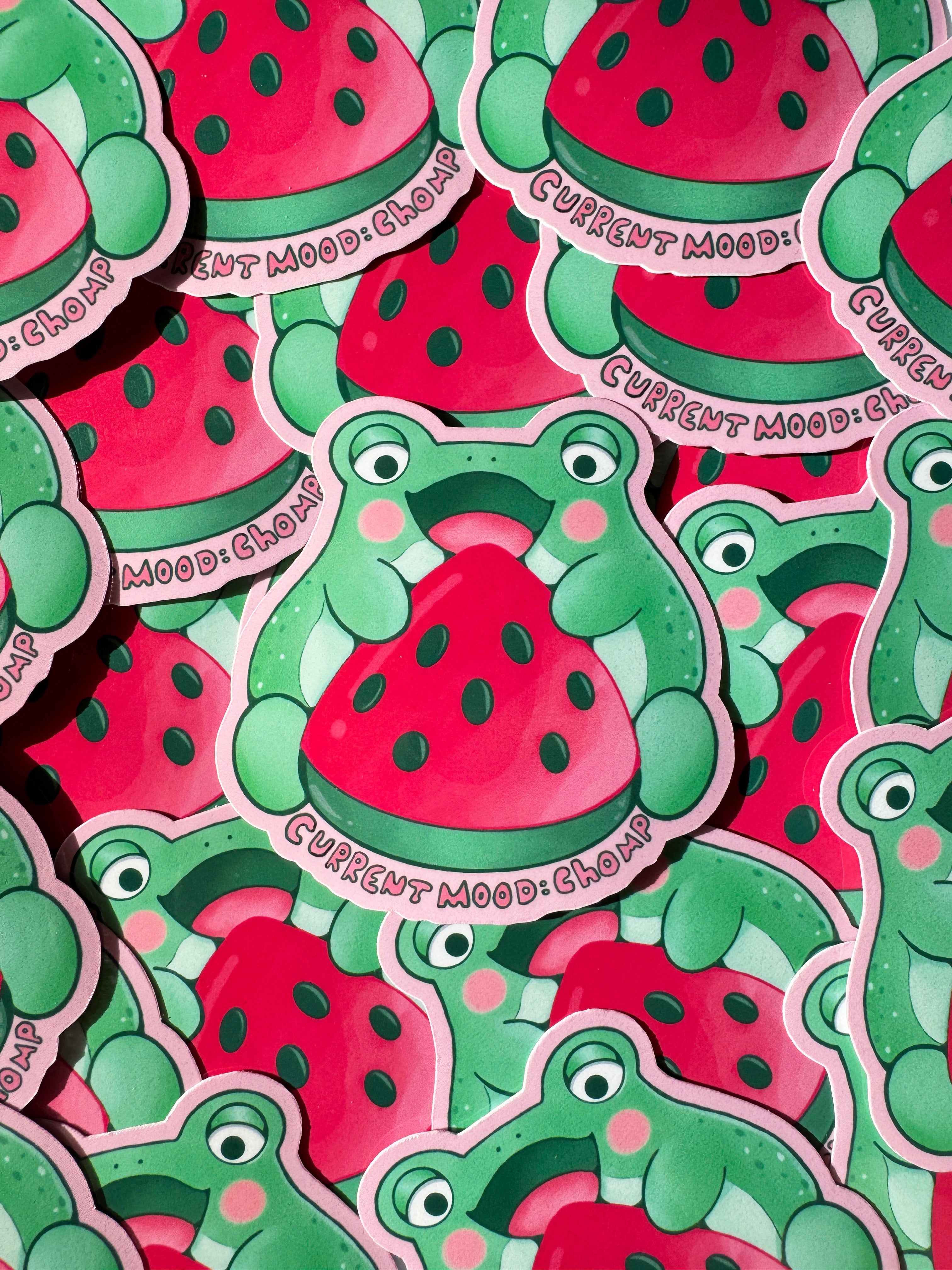 Chomping Frog Sticker | Waterproof Vinyl Sticker